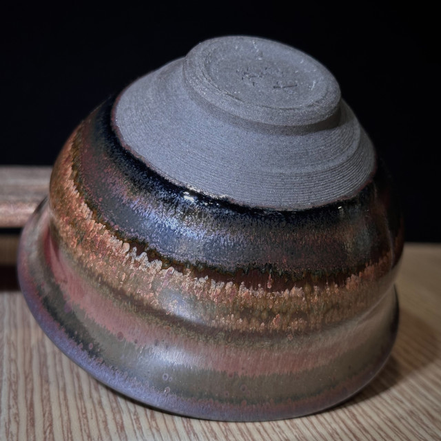 葉福生｜江南一葉盞｜100cc 鐵鏽綠鷓鴣斑小撇口菩提盞 YFS048