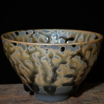 詹賜華｜華翔龍窯｜110cc 金茶樹束口盞 ZSH010