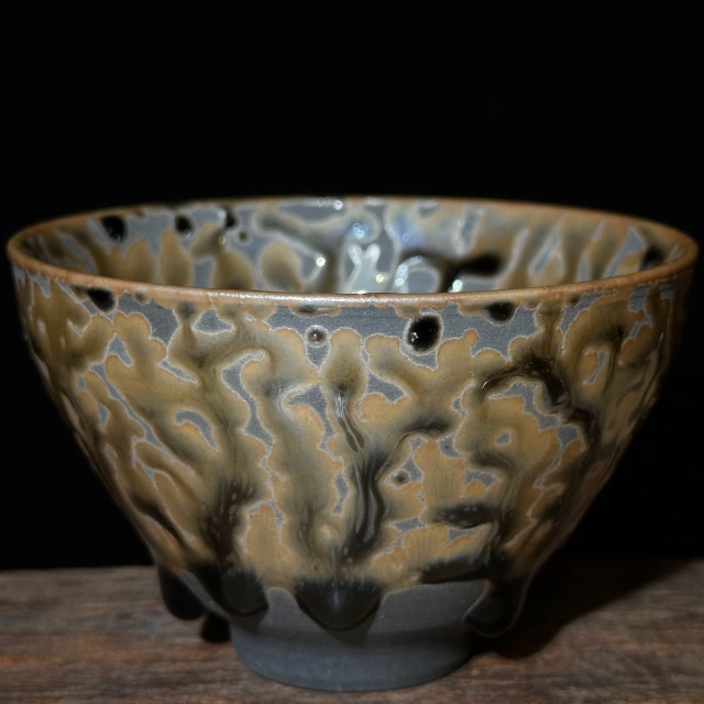 詹賜華｜華翔龍窯｜110cc 金茶樹束口盞 ZSH010