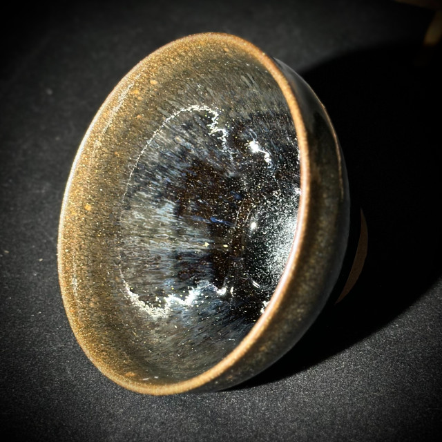 嚴柳忠｜樂盞堂｜銀藍鷓鴣斑束口盞 YLZ019