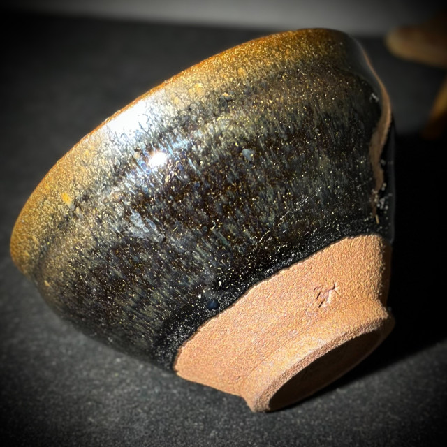 嚴柳忠｜樂盞堂｜銀藍鷓鴣斑束口盞 YLZ019