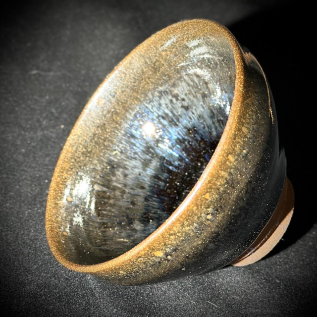 嚴柳忠｜樂盞堂｜銀藍鷓鴣斑束口盞 YLZ019