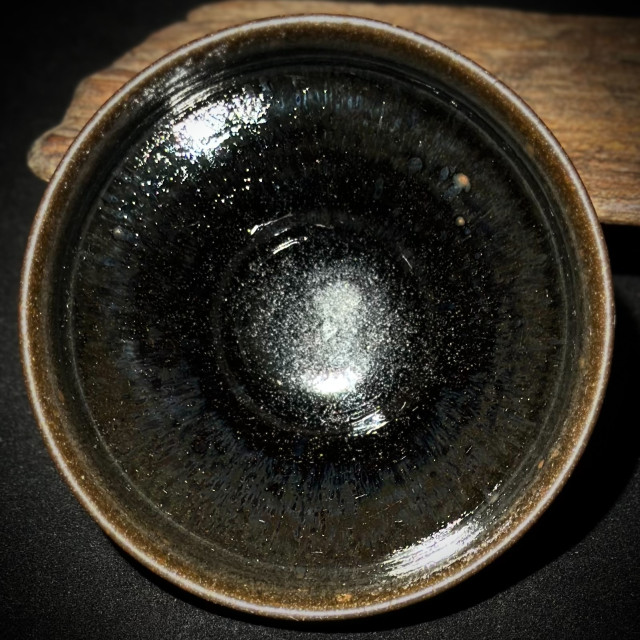 嚴柳忠｜樂盞堂｜銀藍鷓鴣斑束口盞 YLZ019