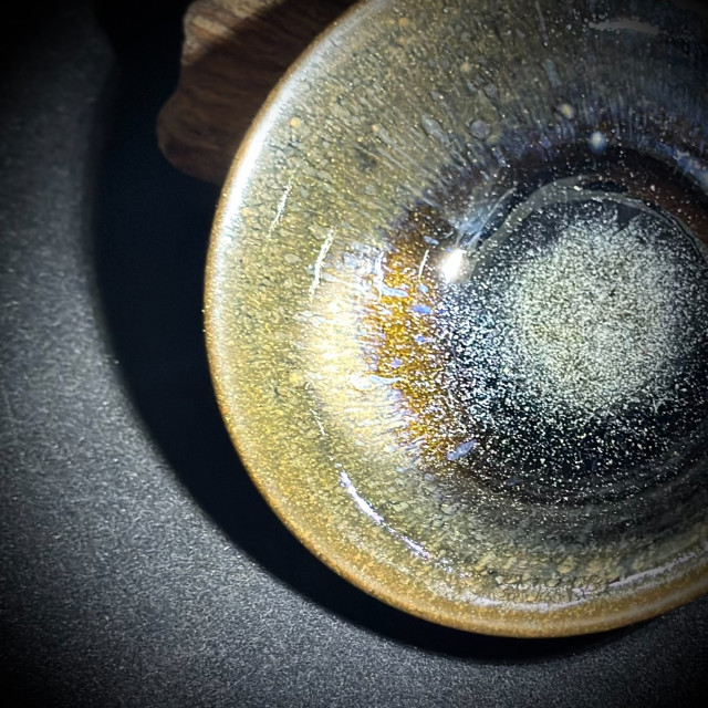 嚴柳忠｜樂盞堂｜茶末藍鷓鴣斑撇口盞 YLZ025