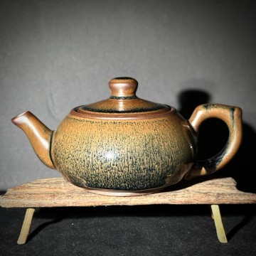 俞彩珍｜柴窯建盞壺杯組｜260cc 野青兔毫合歡壺 FCJ016