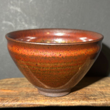 徐偉｜昔瑤龍窯｜鐵鏽綠鷓鴣斑束口盞 SW061