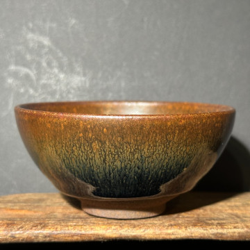 徐偉｜昔瑤龍窯｜黑釉青兔毫斂口盞 SW062