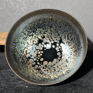 劉子龍｜高鐵超薄胎 漸變七彩滴束口盞 LZL004