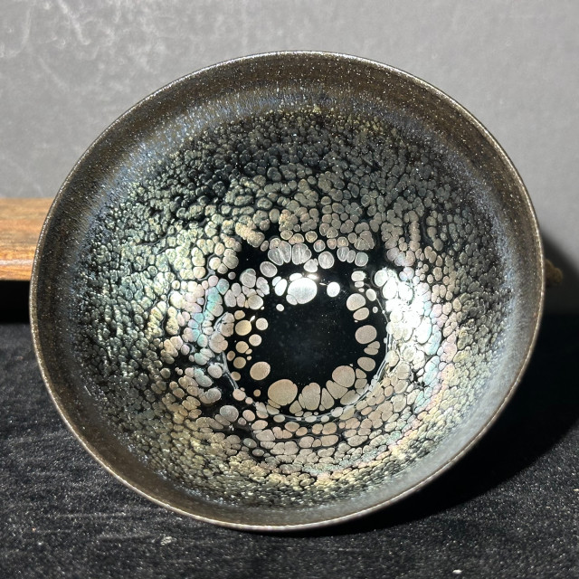 劉子龍｜高鐵超薄胎 漸變七彩滴束口盞 LZL004