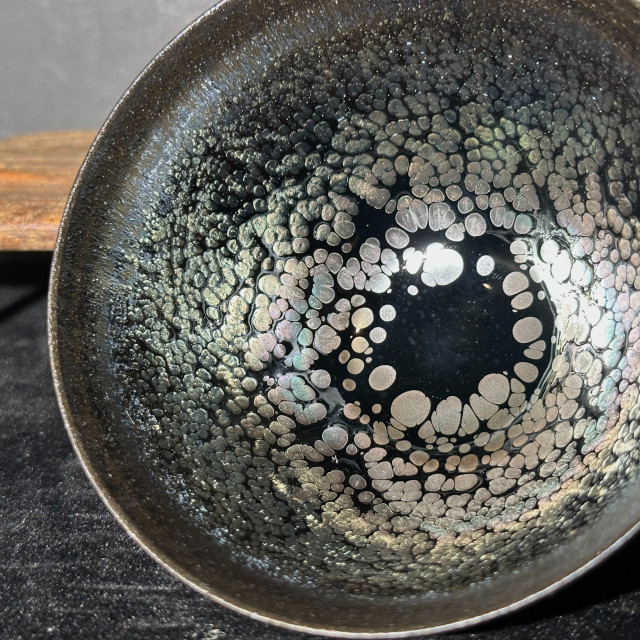 劉子龍｜高鐵超薄胎 漸變七彩滴束口盞 LZL004