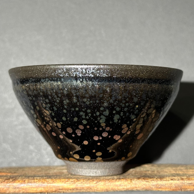 劉子龍｜高鐵超薄胎 漸變七彩滴束口盞 LZL004