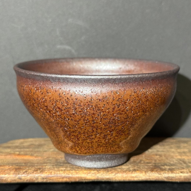 張震濤｜挹陶齋｜柿紅銀霜束口盞 ZZT029