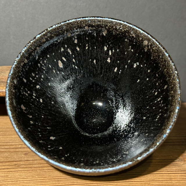 張建華｜南浦窯｜120cc 積碳位 黑毫銀斑束口盞 ZJH014